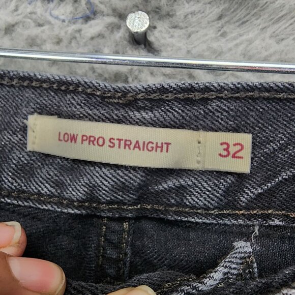 Levis Jeans Womenx 32 Black Cotton High Rise Low Pro Straight - Picture 4 of 12